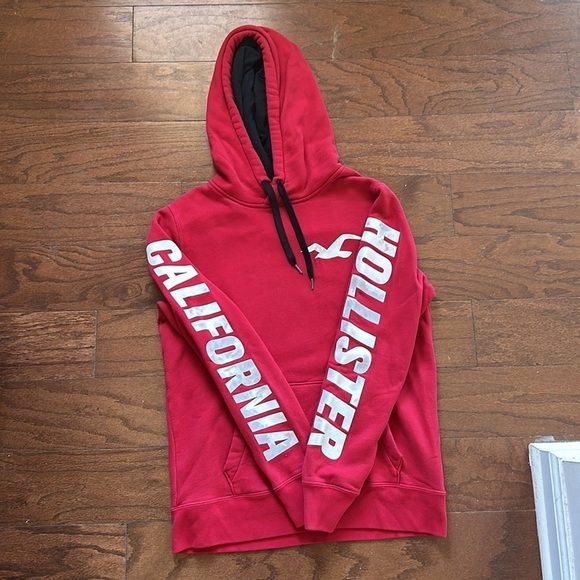Hollister California Red And Black Long Sleeve Hoodie - Picture 2 of 11